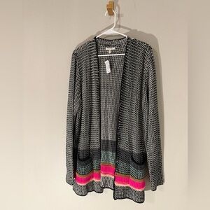 Maurices Black and Pink Patterned Cardigan